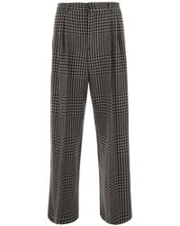 Emporio Armani - High-Waisted Pleated Trousers With A Houndstooth-Pattern - Lyst