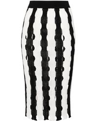 Pinko - Cut-out Striped Midi Skirt - Lyst