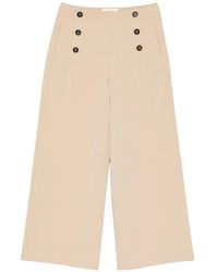 Psophia - Button-Embellished Wide-Leg Trousers - Lyst