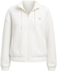 Guess - Rhinestone Zip Up Triangle Logo Sweatshirt - Lyst
