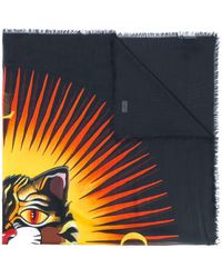 Gucci Fular con estampado Angry Cat - Negro