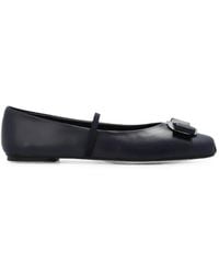 Ferragamo - Zina Bow-Detail Leather Ballet Flats - Lyst