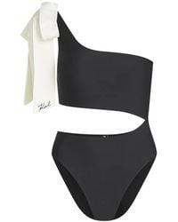 KARL LAGERFELD - Maillot De Bain Échancré À Une Bretelle Et Détail De Nœud - Lyst