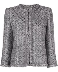Alberta Ferretti Collarless Tweed Jacket - Metallic