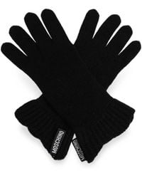 Moschino - Logo-Patch Knitted Gloves - Lyst