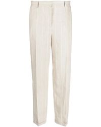 Antonelli - Striped Straight-Leg Linen Trousers - Lyst