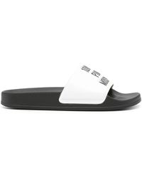 Moschino - Logo-Embossed Faux-Leather Slides - Lyst