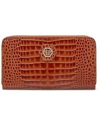 Philipp Plein - Crocodile-Effect Zip-Around Wallet - Lyst
