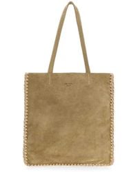 Prada - Large Suede And Crochet Shoulder Bag - Lyst