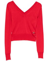 Vivienne Westwood - Fitted Sweater With Deep V-Neckline And Ribbed Cuffs - Lyst