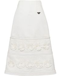 Prada - Embroidered A-Line Midi Skirt - Lyst