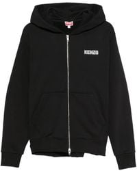KENZO - Logo-Embroidered Zip-Up Hoodie - Lyst