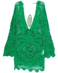 FARM Rio - Crochet-Knit Tassel-Detail Mini Dress - Lyst