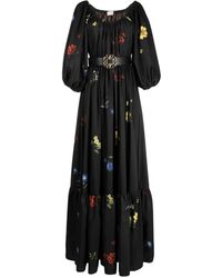 Elie Saab - Floral-Print Satin Maxi Dress - Lyst