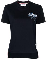 Thom Browne - Rose-embroidered Cotton T-shirt - Lyst