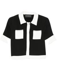 KARL LAGERFELD - Chain-Link-Trim Contrast-Collar Polo Top - Lyst