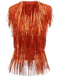 Gemy Maalouf - Fringe-Detail High-Neck Top - Lyst