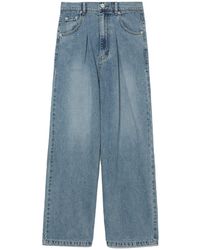 SJYP - Pleat-detail Wide-leg Cotton Jeans - Lyst