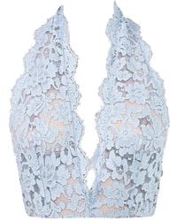 ROWEN ROSE - Lace-Overlay Halterneck Bodysuit - Lyst