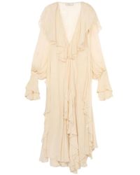 Blumarine - Ruffled V-Neck Maxi Dress - Lyst