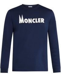 Moncler - Logo-print Long-sleeve Cotton T-shirt - Lyst