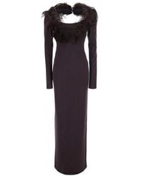 The Attico - Feather-Trim Open-Back Maxi Dress - Lyst