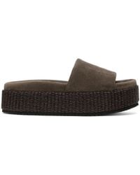 Brunello Cucinelli - Suede Flatform Slides - Lyst