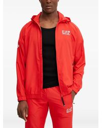 EA7 - Logo-Detail Track Hoodie - Lyst
