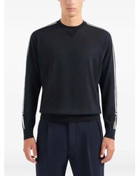 Emporio Armani - Stripe-Detail Crew-Neck Sweater - Lyst