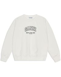 Ganni - Katoenen Sweater Met Logoprint - Lyst