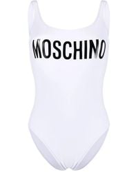 Moschino - Logo-Print Open-Back Swimsuit - Lyst