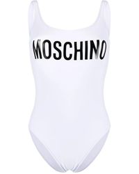 Moschino - Logo-Print Open-Back Swimsuit - Lyst