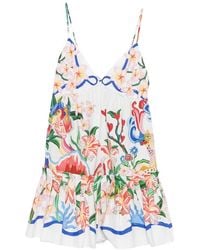FARM Rio - Floral-Print Ruffled Mini Dress - Lyst