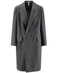 Hevò - Herringbone Double-Breasted Coat - Lyst