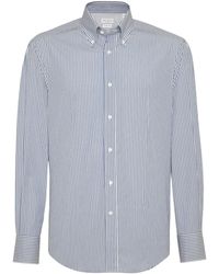 Brunello Cucinelli - Striped Poplin Shirt - Lyst