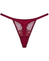 Fleur Of England - Lace-Paneled Silk Thong - Lyst