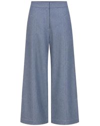 ODEEH - Contrast-Stitch Wide-Leg Straight Trousers - Lyst