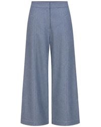 ODEEH - Contrast-Stitch Wide-Leg Straight Trousers - Lyst