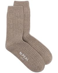 N.Peal Cashmere - Chaussettes En Maille Nervurée - Lyst