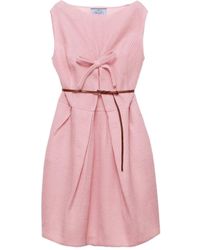 Prada - Robe Plissée À Détail De Nœud - Lyst