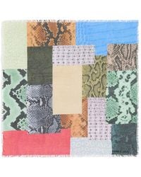 Bimba Y Lola - Geometric Patchwork Scarf With Serpentine Pattern - Lyst