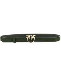 Pinko - Suede Belt With Love Birds Buckle, 2 Cm - Lyst