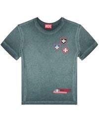 DIESEL - T-Shirt With Patches And Microwaffle Sides - Lyst