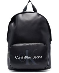 Calvin Klein レザーバックパック - ブラック