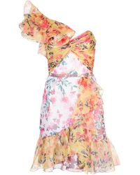 Marchesa notte Jurk Met Ruche - Geel