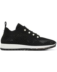 Jimmy Choo - Veles Pearl-embellished Knitted Low-top Trainers 7. - Lyst