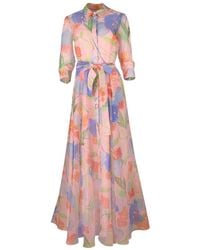 Carolina Herrera - Floral-print Organza Trench Gown - Lyst