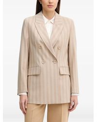 Sisley - Striped Double-Breasted Blazer - Lyst