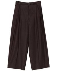 SOLOTRE - Belted Pleated Palazzo Pants - Lyst