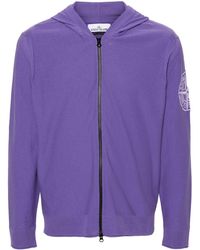 Stone Island - Compass-embroidered Hooded Cardigan - Lyst